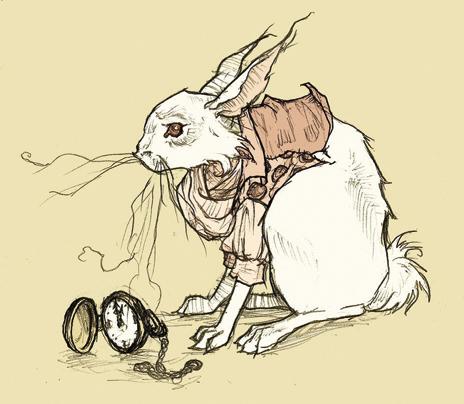 Illustration lapin blanc et montre