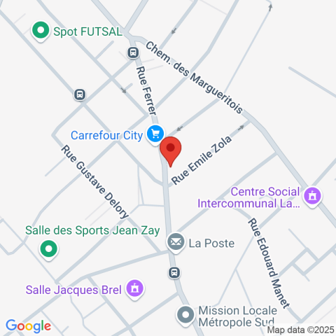 Carte Google Maps affichant la position de la structure