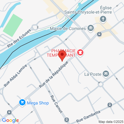 Carte Google Maps affichant la position de la structure